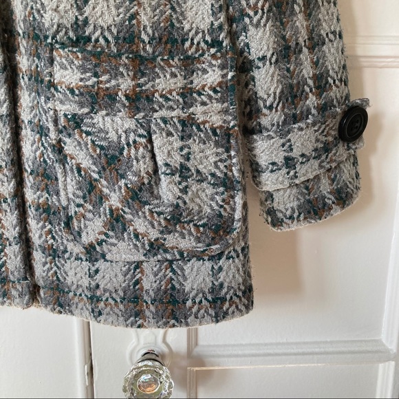 Gray Plaid Wool Coat - Picture 6 of 8